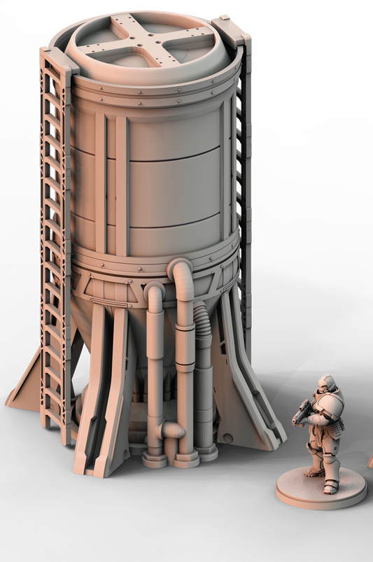 3D Printed Sci-Fi Industrial Water Tank – Terrain for 28–32mm Wargaming